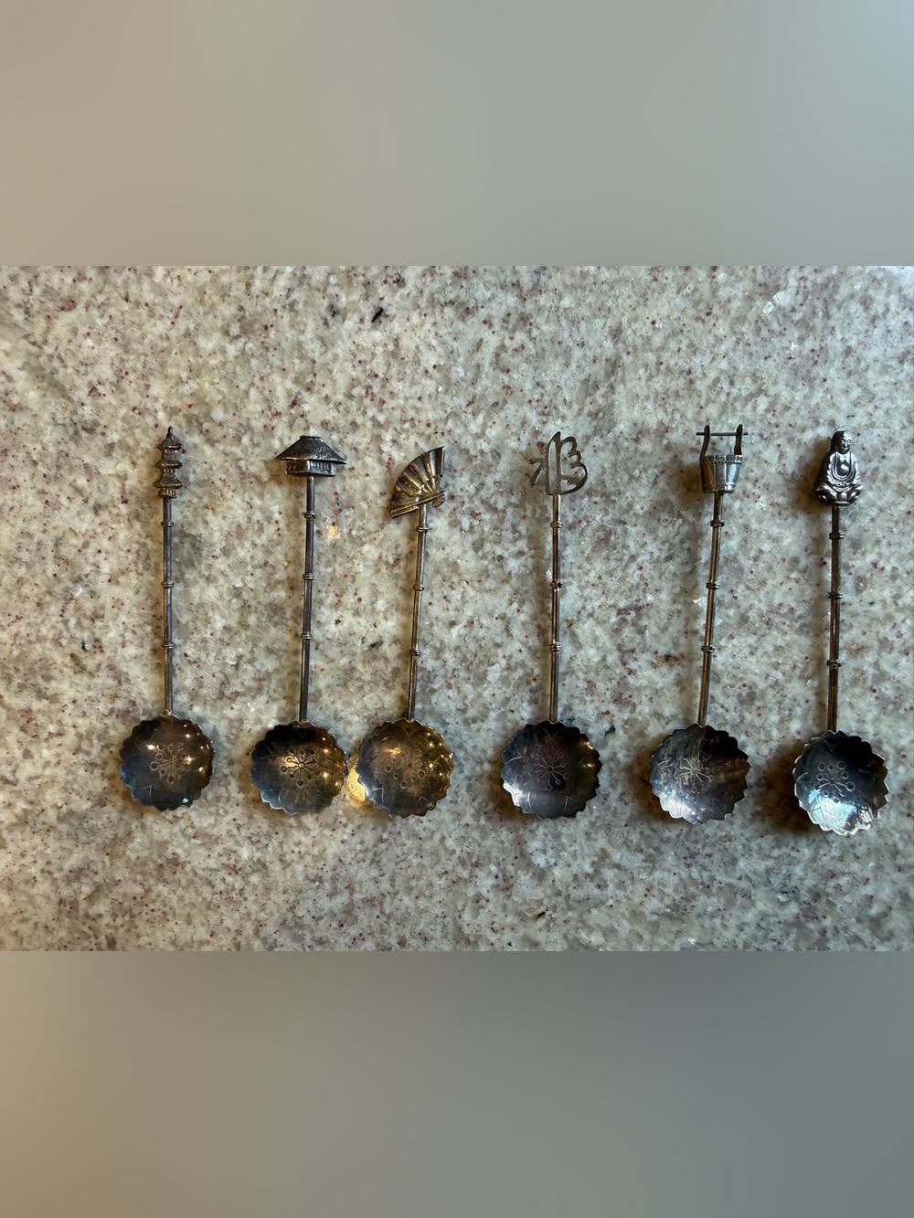 6 Vintage Japanese Sterling Silver 925 Demitasse Spoons Rosko Bamboo design